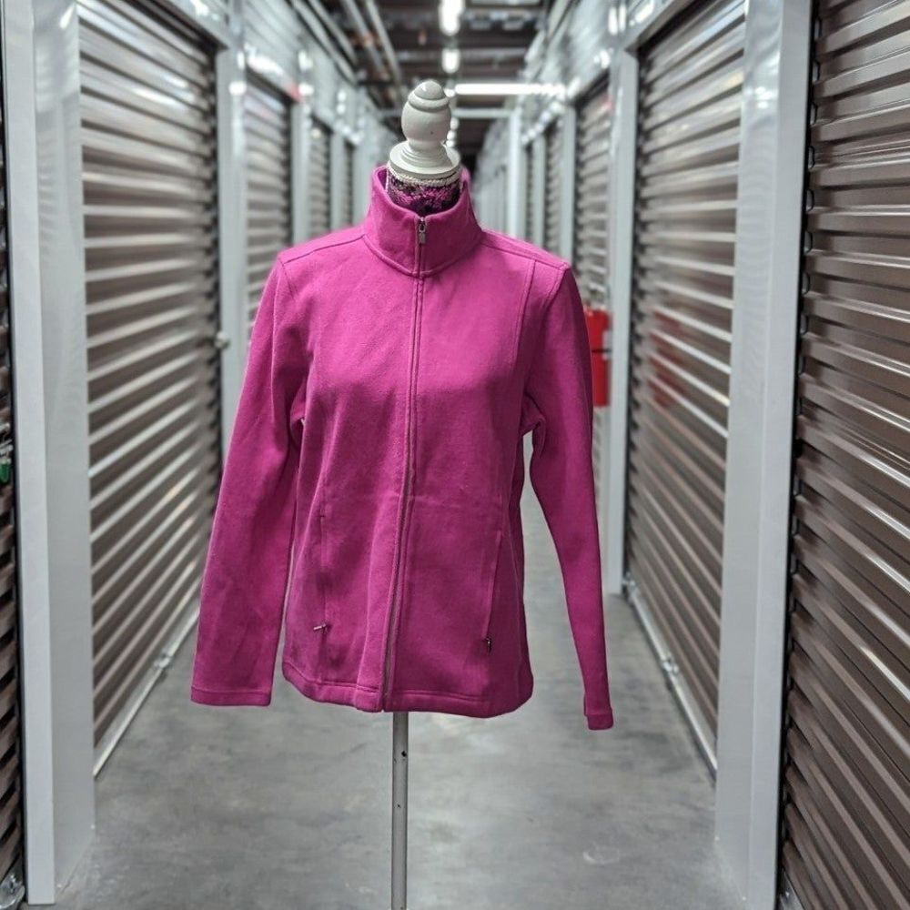 Vintage Kirkland Signature XL Women's Bright Pink Zip-Up Outdoor Knit Jacket